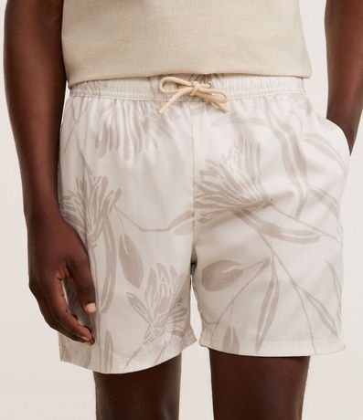 Bermuda de Banho en Microfibra con Estampado Floral Sobre Tom 2