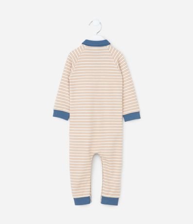 Mono Infantil Listrado en Suedine con Cuello Polo – Talle 0 a 18 Meses 2