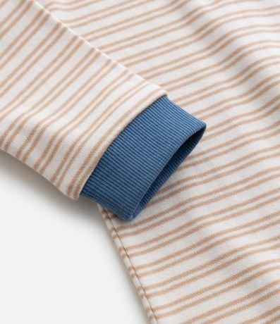 Mono Infantil Listrado en Suedine con Cuello Polo – Talle 0 a 18 Meses 4