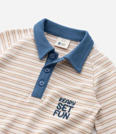 Mono Infantil Listrado en Suedine con Cuello Polo – Talle 0 a 18 Meses 5