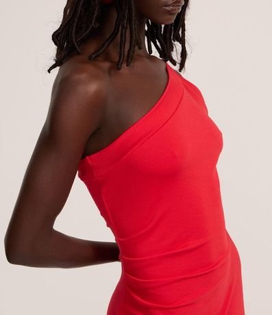 Vestido Long Midi de Viscosa con un Hombro y Abertura 3