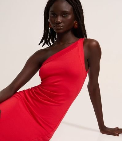 Vestido Long Midi de Viscosa con un Hombro y Abertura 4