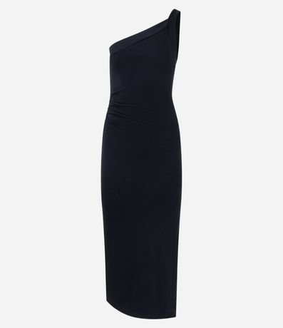 Vestido Long Midi de Viscosa con un Hombro y Abertura 4