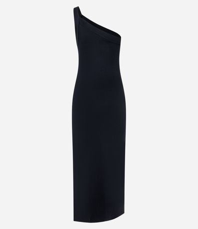 Vestido Long Midi de Viscosa con un Hombro y Abertura 6