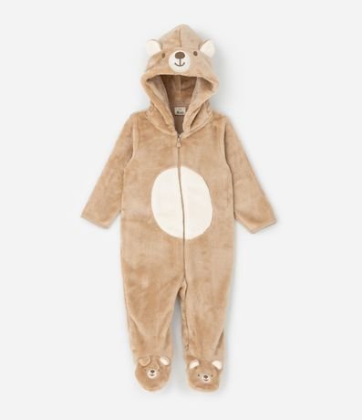 Enterito Infantil en Plush con Capucha de Oso – Talle 0 a 18 Meses 2