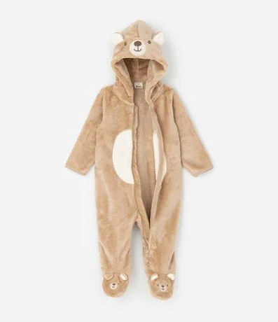 Enterito Infantil en Plush con Capucha de Oso – Talle 0 a 18 Meses 3