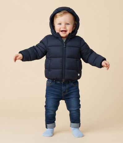 Campera Infantil Puffer con Capucha – Talle 3 a 18 Meses