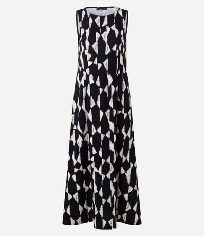 Vestido Evasê Midi en Piquet con Estampado Geométrica Blur 6