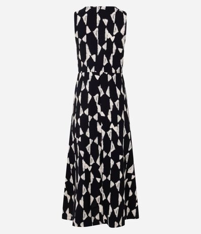 Vestido Evasê Midi en Piquet con Estampado Geométrica Blur 7
