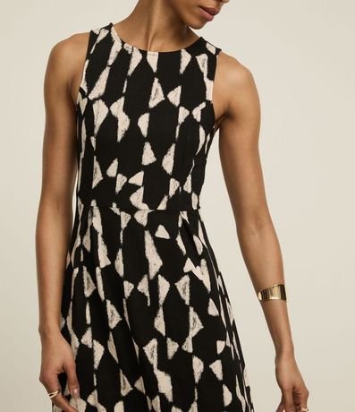 Vestido Evasê Midi en Piquet con Estampado Geométrica Blur 3