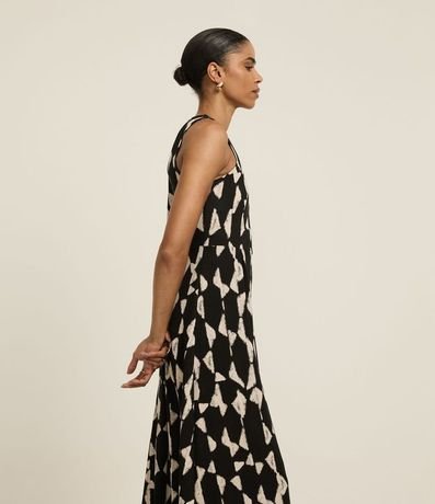 Vestido Evasê Midi en Piquet con Estampado Geométrica Blur 4