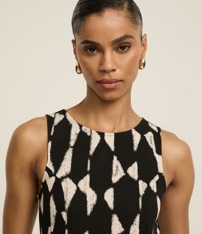 Vestido Evasê Midi en Piquet con Estampado Geométrica Blur 5