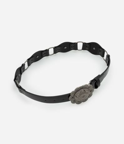 Cinturón Largo con Hebilla de Flor y Detalles de Metal 2