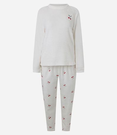 Pijama Largo en Fleece con Estampado de Cereza 4