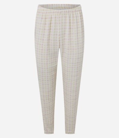 Pijama Largo en Fleece con Estampa de Cuadros Vichy 4