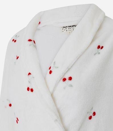 Bata de Baño Regular en Fleece con Estampa de Cerezas 5