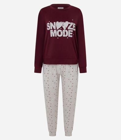 Pijama Larga en Peach Touch con Estamp de Lunares 4