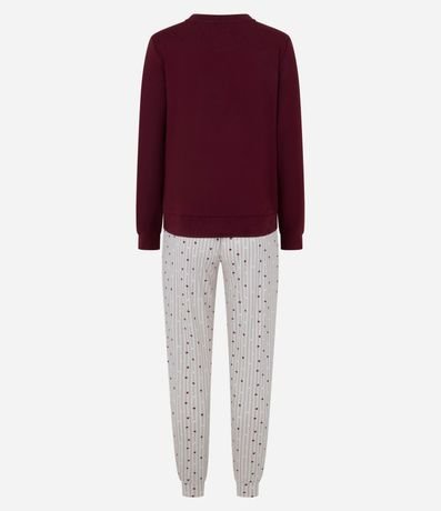 Pijama Larga en Peach Touch con Estamp de Lunares 5