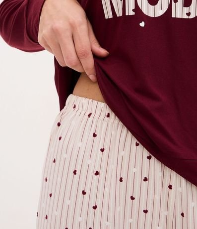 Pijama Larga en Peach Touch con Estamp de Lunares 3