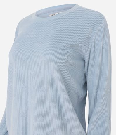 Pijama Largo en Plush con Textura de Corazones 2