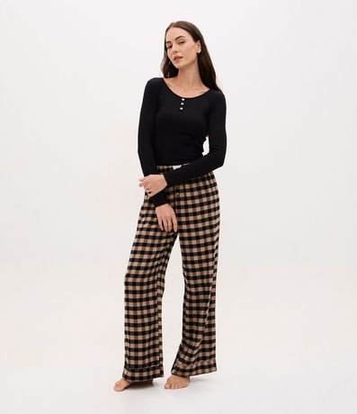 Blusa Pijama Acanalada con Botones en el Cuello Redondo 3