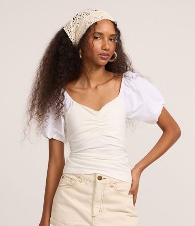 Blusa en Tricolina con Fruncido en el Busto