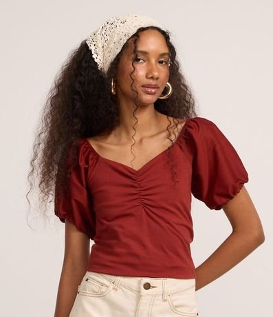 Blusa en Tricolina con Fruncido en el Busto