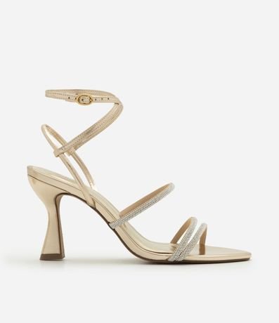 Sandalia con Tiras Finas de Strass y Puntera fina