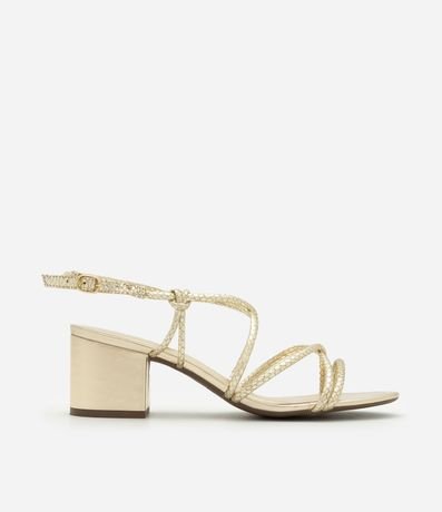 Sandalia de Tiras con Textura Cobra y Salto Bloco