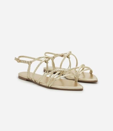 Sandalia Plana con Punta de Hoja y Tiras con Efecto Culebra 2