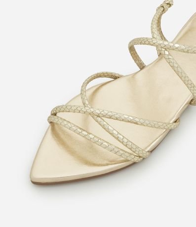 Sandalia Plana con Punta de Hoja y Tiras con Efecto Culebra 5