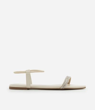 Sandalia Plana con Punta de Hoja y Tiras de Strass