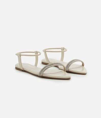 Sandalia Plana con Punta de Hoja y Tiras de Strass 2