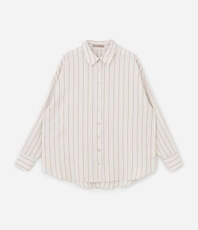 Camisa en Viscolino Rayada con Lacitos en la Espalda Curve & Plus Size 5