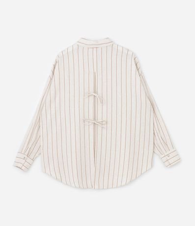 Camisa en Viscolino Rayada con Lacitos en la Espalda Curve & Plus Size 6