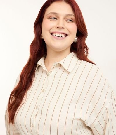 Camisa en Viscolino Rayada con Lacitos en la Espalda Curve & Plus Size 3