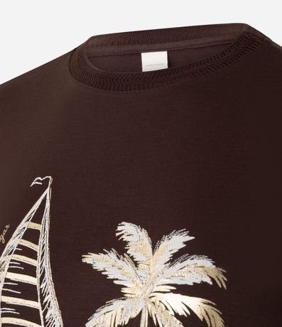 Blusa Slim en Algodón con Estampa Barco y Palmeras 6