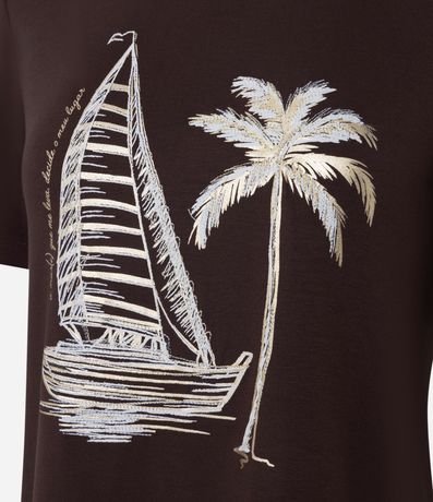 Blusa Slim en Algodón con Estampa Barco y Palmeras 7