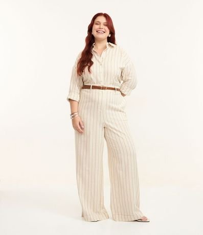 Pantalón Pantalona en Viscolino Listrado Curve & Plus Size