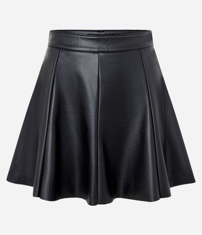 Short Pollera Evasê en PU con Frisos 1