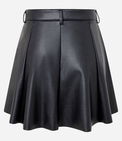 Short Pollera Evasê en PU con Frisos 2