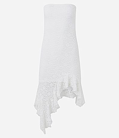 Vestido sin Breteles en Encaje con Volado Asimétrico 4