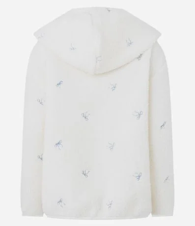 Bata de Baño Regular en Sherpa con Moñitas Bordadas 3