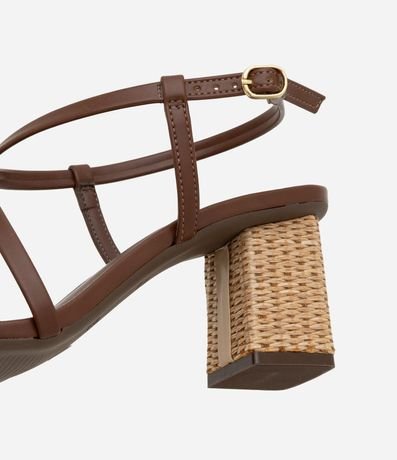 Sandalia de Puntera Redonda en PU con Tiras y Salto Alto 3