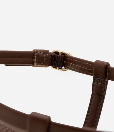 Sandalia de Puntera Redonda en PU con Tiras y Salto Alto 4