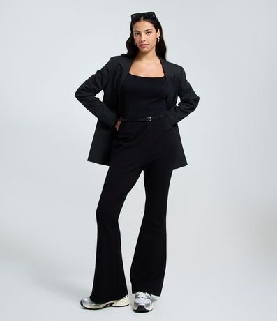 Pantalón Flare en Punto Roma con Cinturón 1