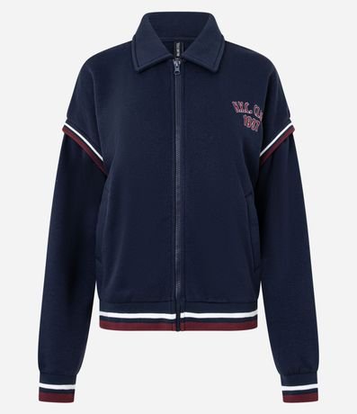 Campera en Algodón con Felpa y Cuello Inglés College Nyc Club 5