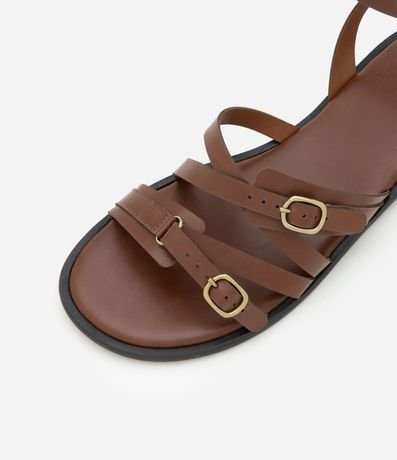 Sandalia Plana de Tiras en PU con Múltiples Hebillas 4