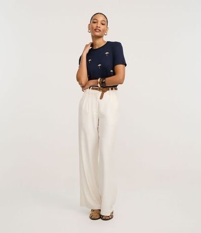 Blusa Slim en Viscolycra con Bordado de Paraguas 2