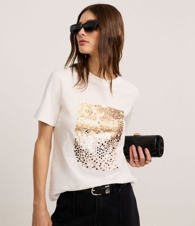 Blusa en Algodón con Bloque de Lentejuelas